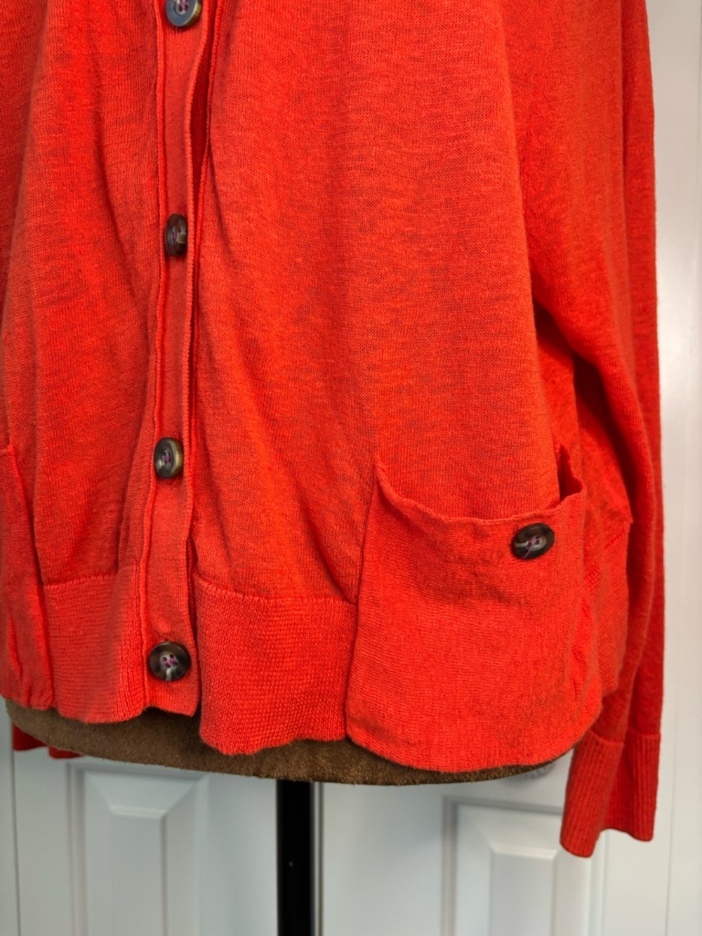 Anthropologie Moth Red V-Neck Button Front Lightweight Cardigan, Medium - Picture 7 of 11